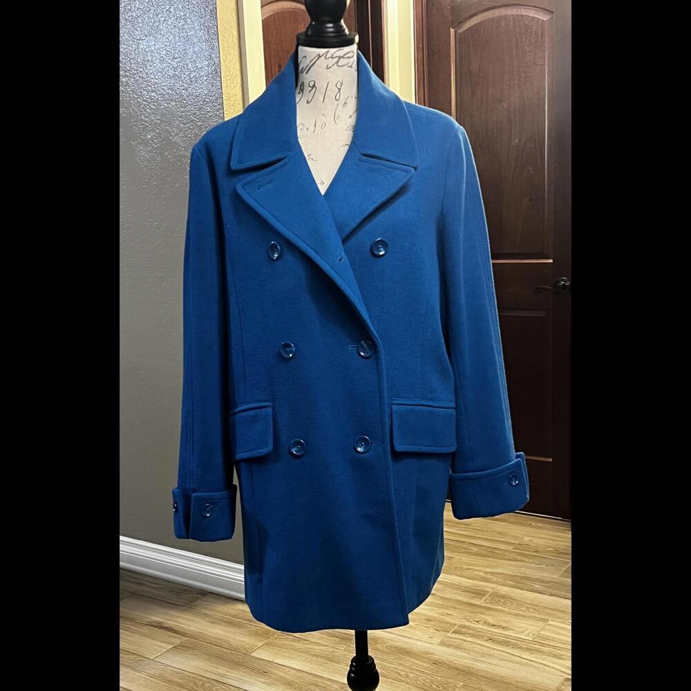 Coldwater Creek Vintage Blue Wool Peacoat - Size M